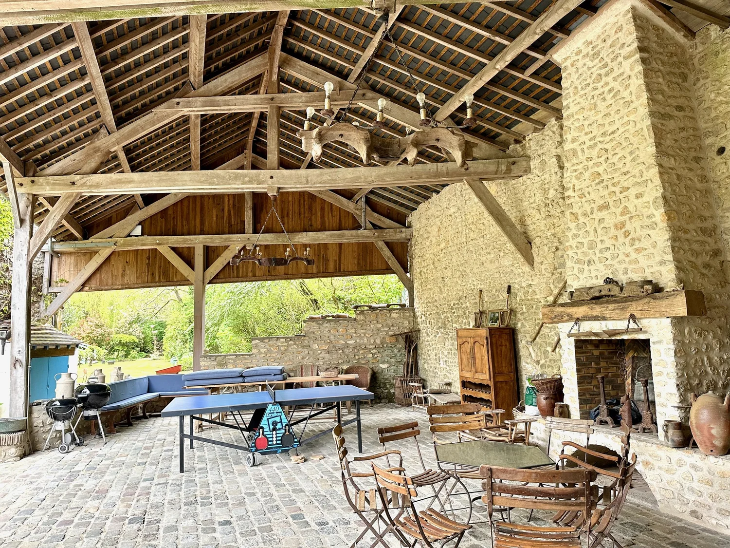 La Grange original iron tie-rod architectural detail at Moulin à Rêves