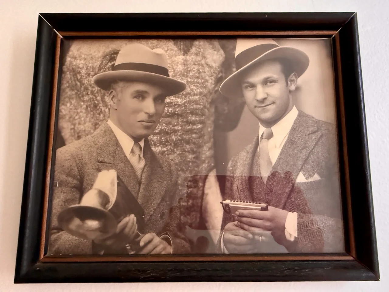 Charlie Chaplin photographed with Borrah Minevitch